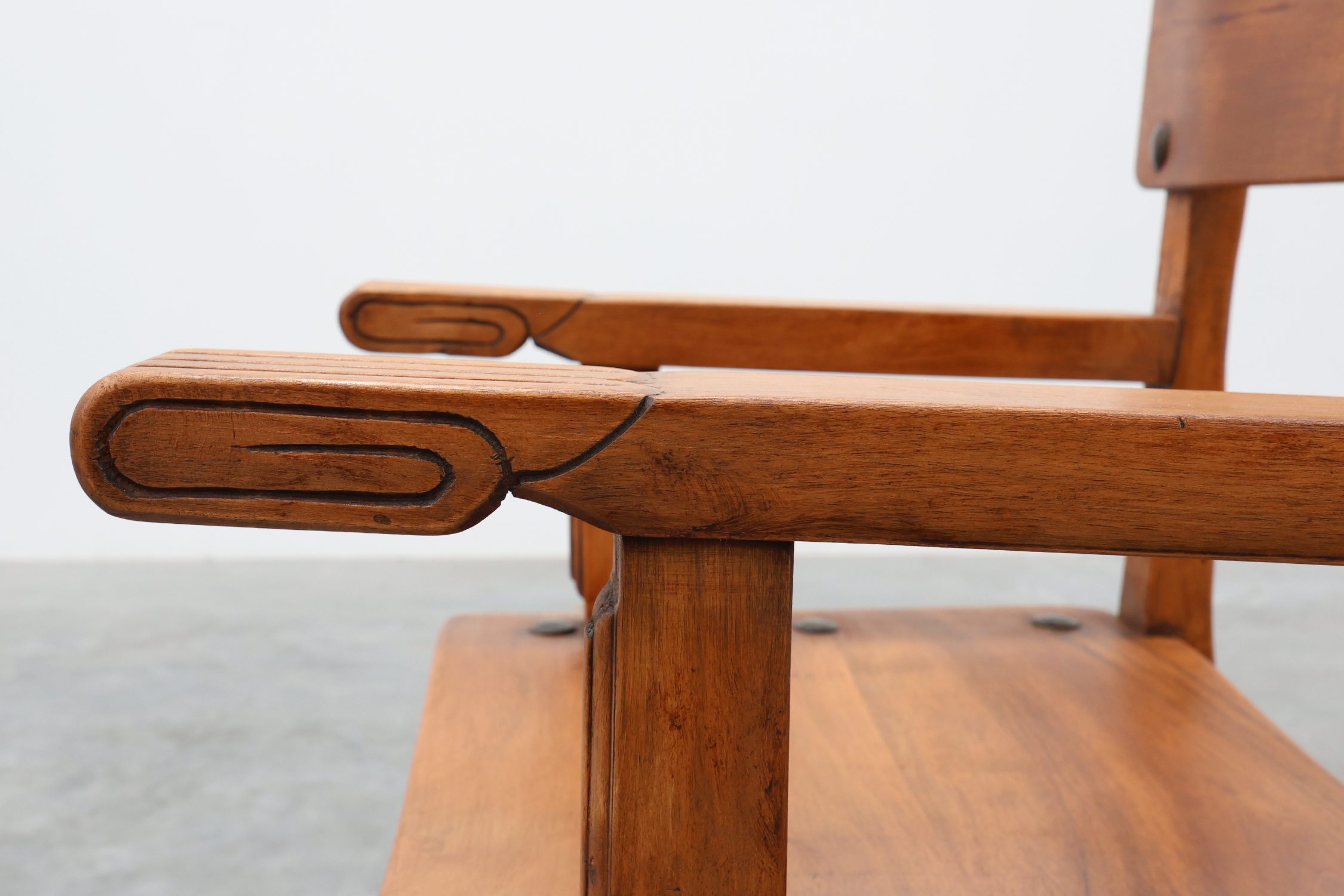 Pair of 2 Rustic carved oak side chairs, Spain ca. 1900thumbnail
